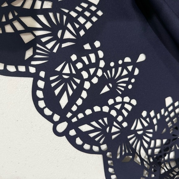 Spense V-neck Sleeveless Dress Laser Cut Pleated Party Wedding Navy Women’s Sz 8 - Picture 13 of 13